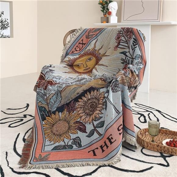 Boho Throw Blanket Reversible Cotton Tapestry Hippie Room Decor